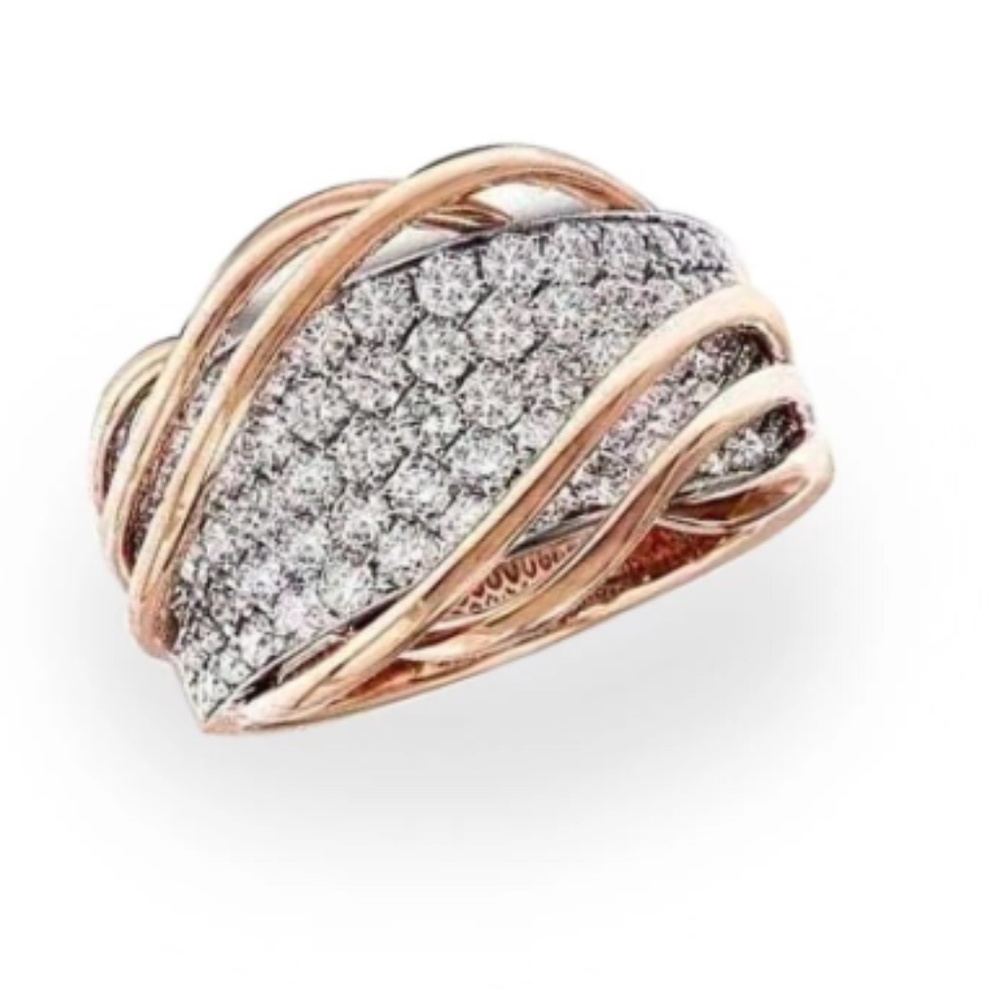 Rose Gold White Round Zirconia womens Ring Sz 6,7,8